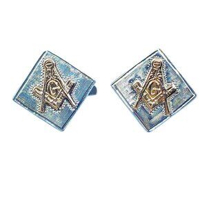 Vintage Masonic 10K Gold/ Sterling Silver Cufflinks Made In Mexico 13grams
